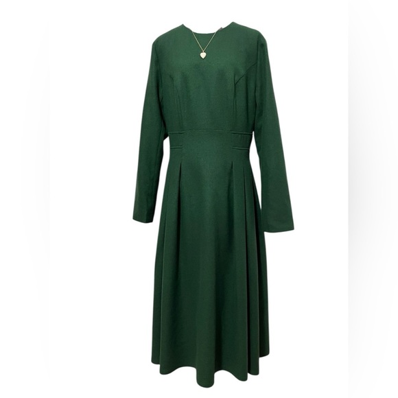Xiaolizi Dresses & Skirts - Xiaolizi Wool Blend Fit & Flare Green Long Sleeve Dress Size S